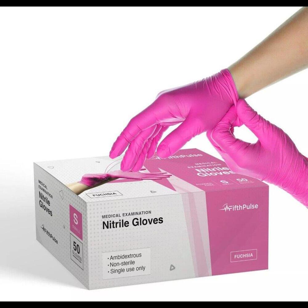 Fifth Pulse Nitrile Exam Latex Free & Powder Free Gloves - Fuchsia